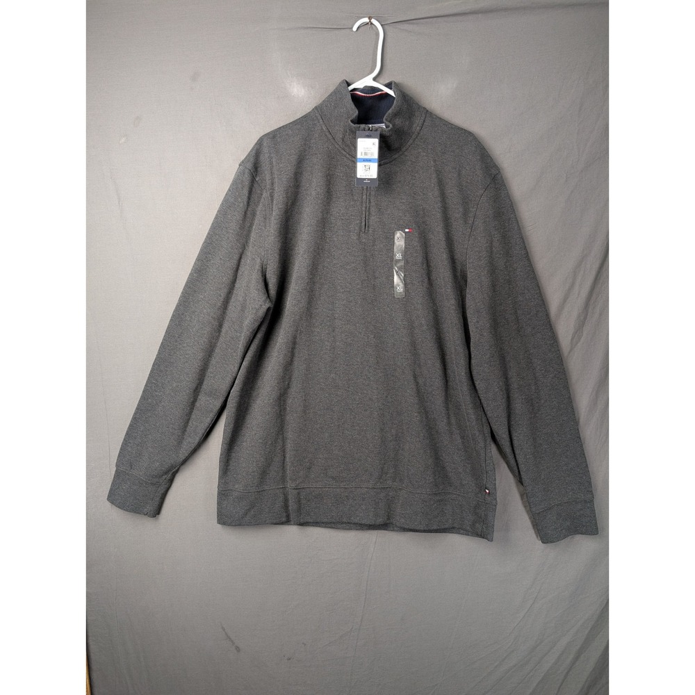 Tommy Hilfiger Mens XL Quarter Zip Pullover Sweater Charcoal Grey 78J3921 021